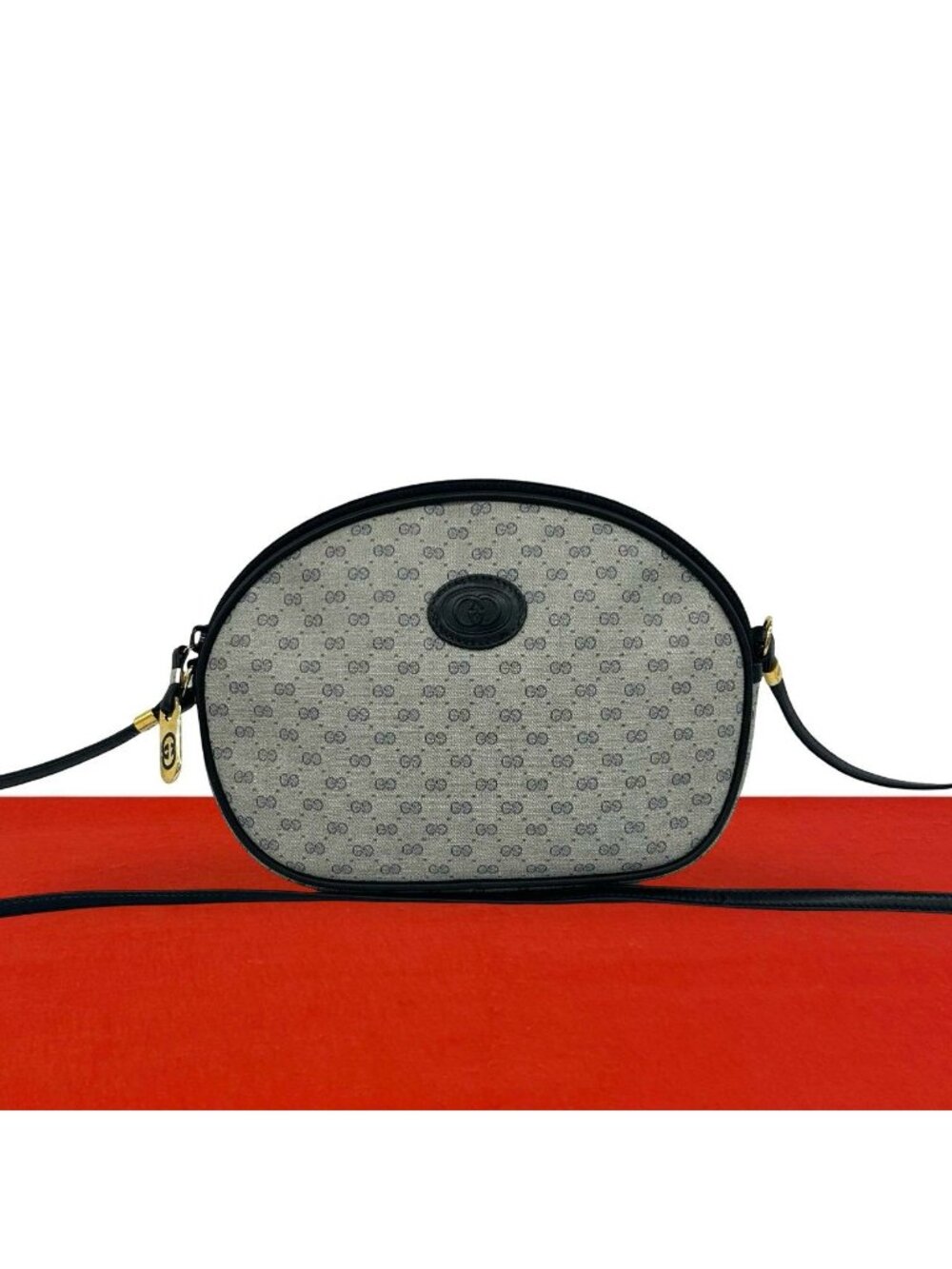 Gucci Vintage Micro GG Logo Pattern Leather Mini Shoulder Bag Pochette Navy